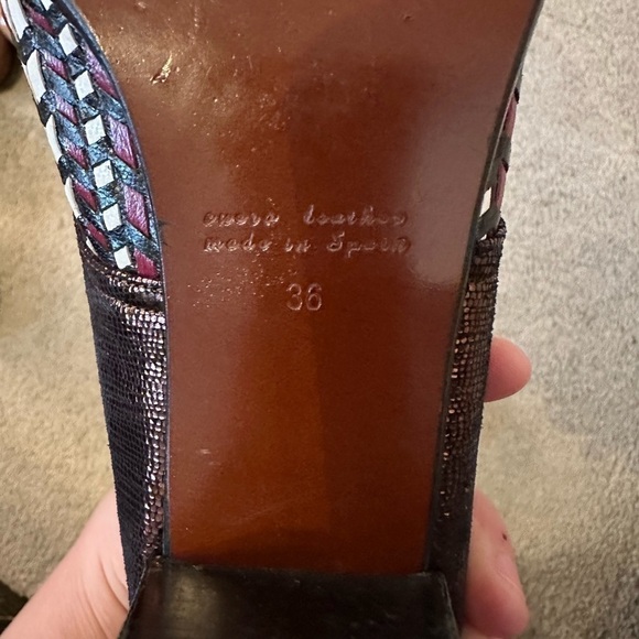 Vintage Chie Mihara brogues/heeled oxfords lace up textured leather sz 6 - Picture 8 of 11